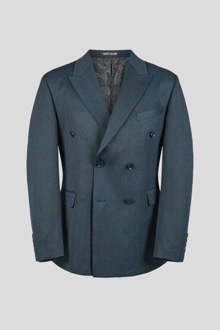 PRESTIGE petrol dobbeltradet blazer med tern