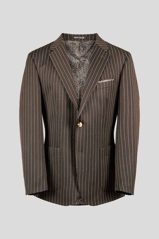 PRESTIGE brunt three-piece jakkesæt med nålestriber