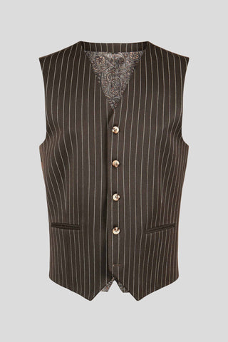 PRESTIGE brun vest med nålestriber