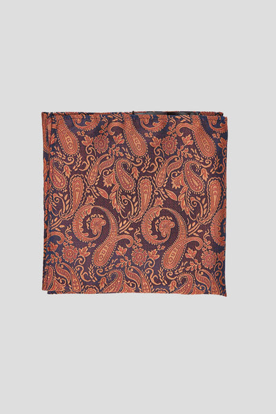 Orange & blå lommeklud med paisley Orange & blå lommeklud med paisley