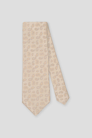 Beige dråbemønstret silkeslips suitclub.dk