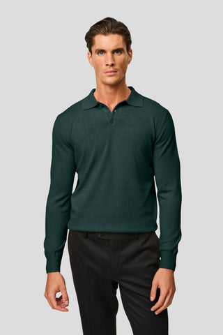 Mørkegrøn langærmet polo SUIT CLUB
