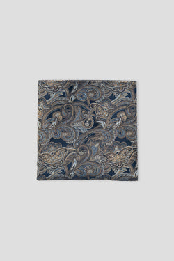 Navy paisley silkelommeklud