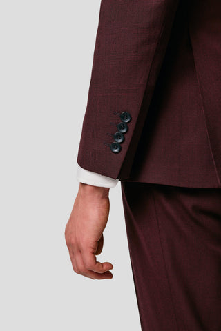 PRESTIGE bordeaux three-piece jakkesæt med tern PRESTIGE