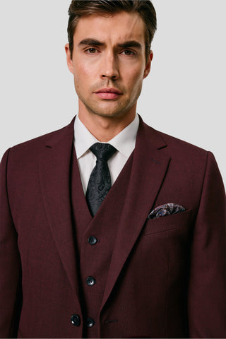 PRESTIGE bordeaux three-piece jakkesæt med tern PRESTIGE