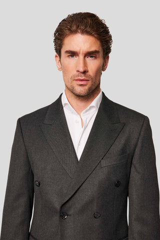 PRESTIGE grå dobbeltradet jakkesæt