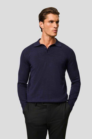 Navy langærmet polo SUIT CLUB