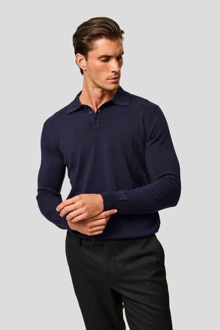 Navy langærmet polo SUIT CLUB