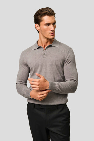Grå langærmet polo SUIT CLUB