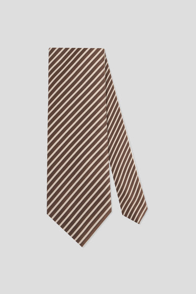 Beige og brunt stribet slips Beige og brunt stribet slips
