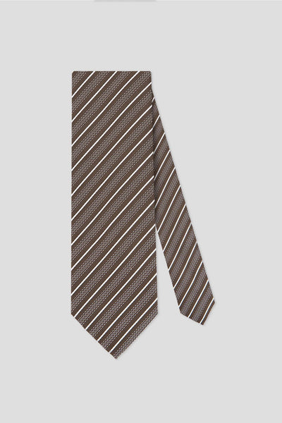 Brunt & hvid stribet slips Brunt & hvid stribet slips