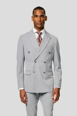 PRESTIGE lysegrå dobbeltradet blazer