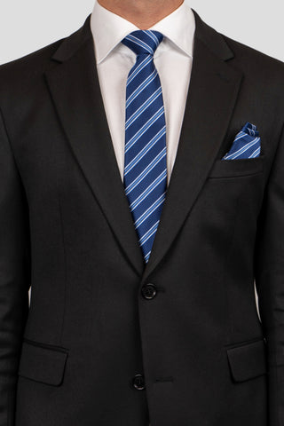 Blå & hvid stribet slips suitclub.dk