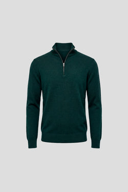 Mørkegrøn half-zip striktrøje