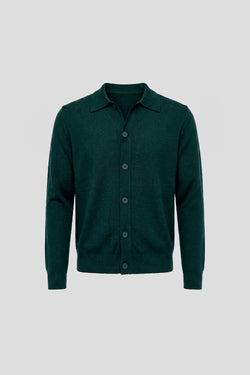 Dunkelgrüner Polo-Cardigan