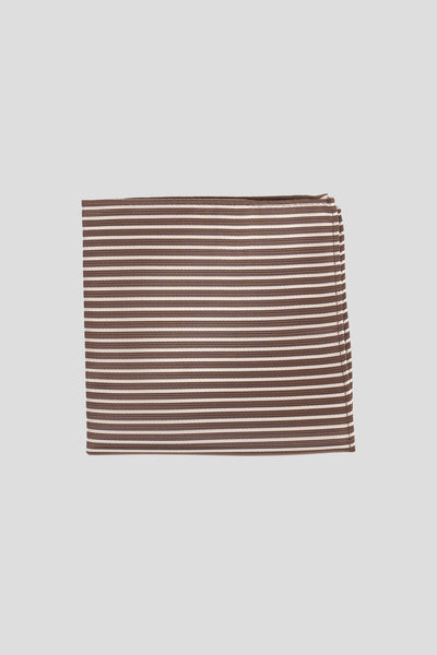 Beige og brunt stribet lommeklud Beige og brunt stribet lommeklud