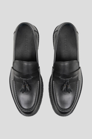 Sort chunky loafer med tassel