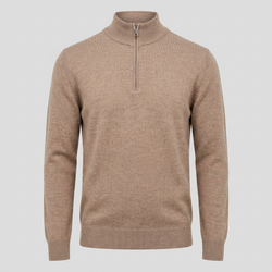 Sand merino quarter-zip striktrøje