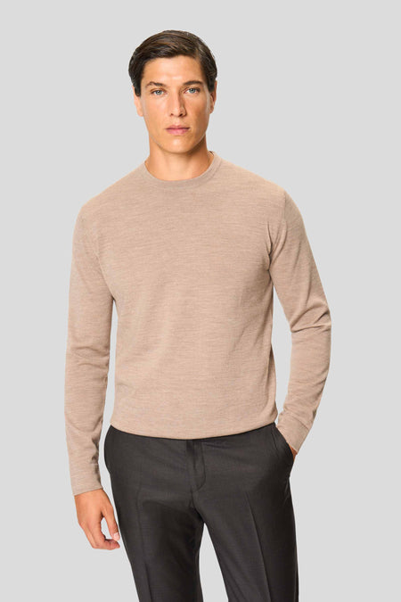 Sand merino crew neck