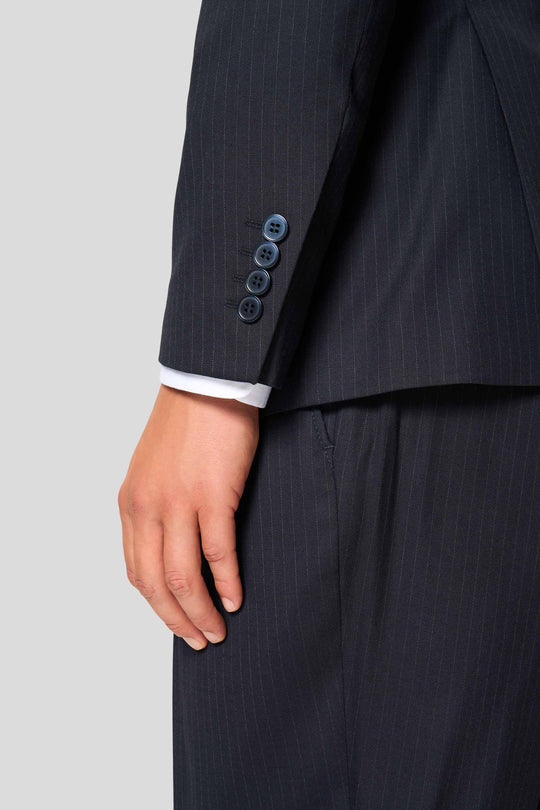 PREMIUM navy three-piece jakkesæt med nålestriber