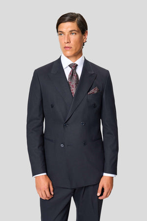 PREMIUM navy dobbeltradet blazer med nålestriber