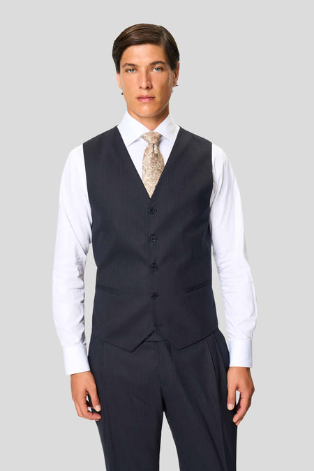 PREMIUM navy vest med nålestriber