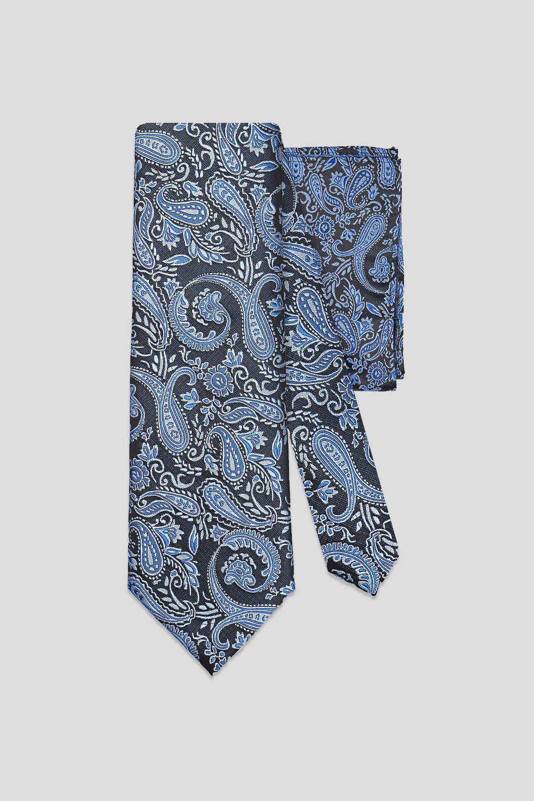Slips & lommekluds pakke (Blå & sort paisley) suitclub.dk