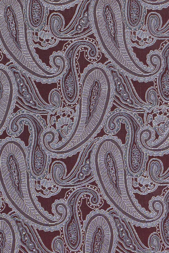 Bordeaux & grå paisley lommeklud PVD