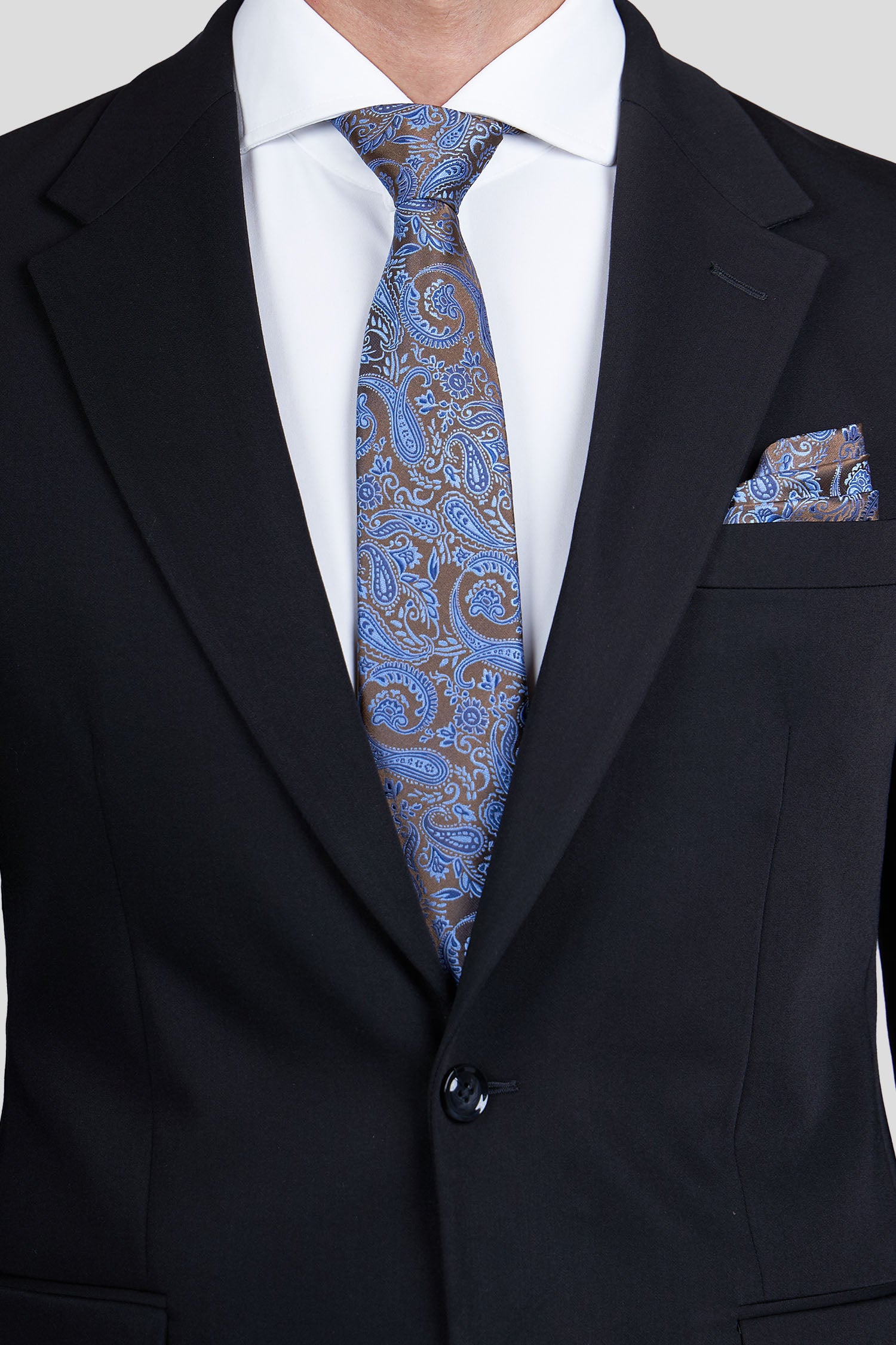 Slips & lommekluds pakke(Brun & blå paisley) suitclub.dk