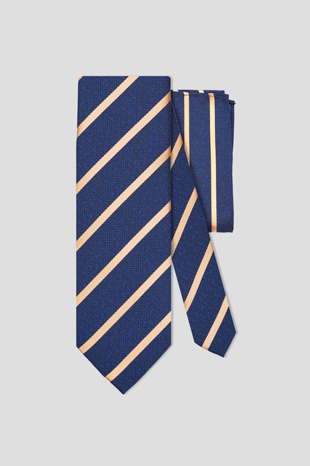Slips & lommekluds pakke (Navy & guld stribet)