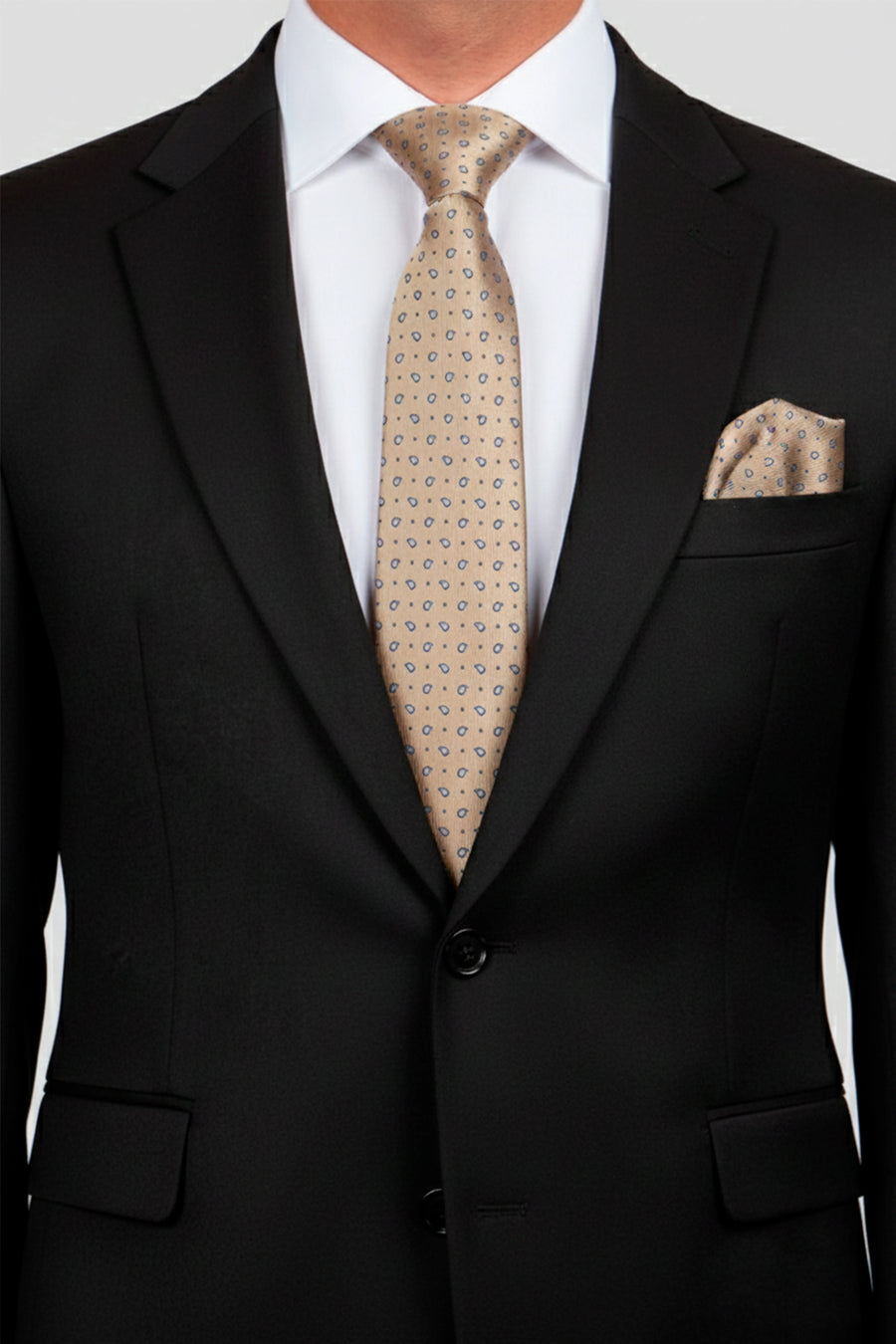 Slips & lommekluds pakke (Beige dråbemønster) suitclub.dk