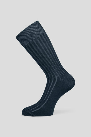 Navy ribbed strømper