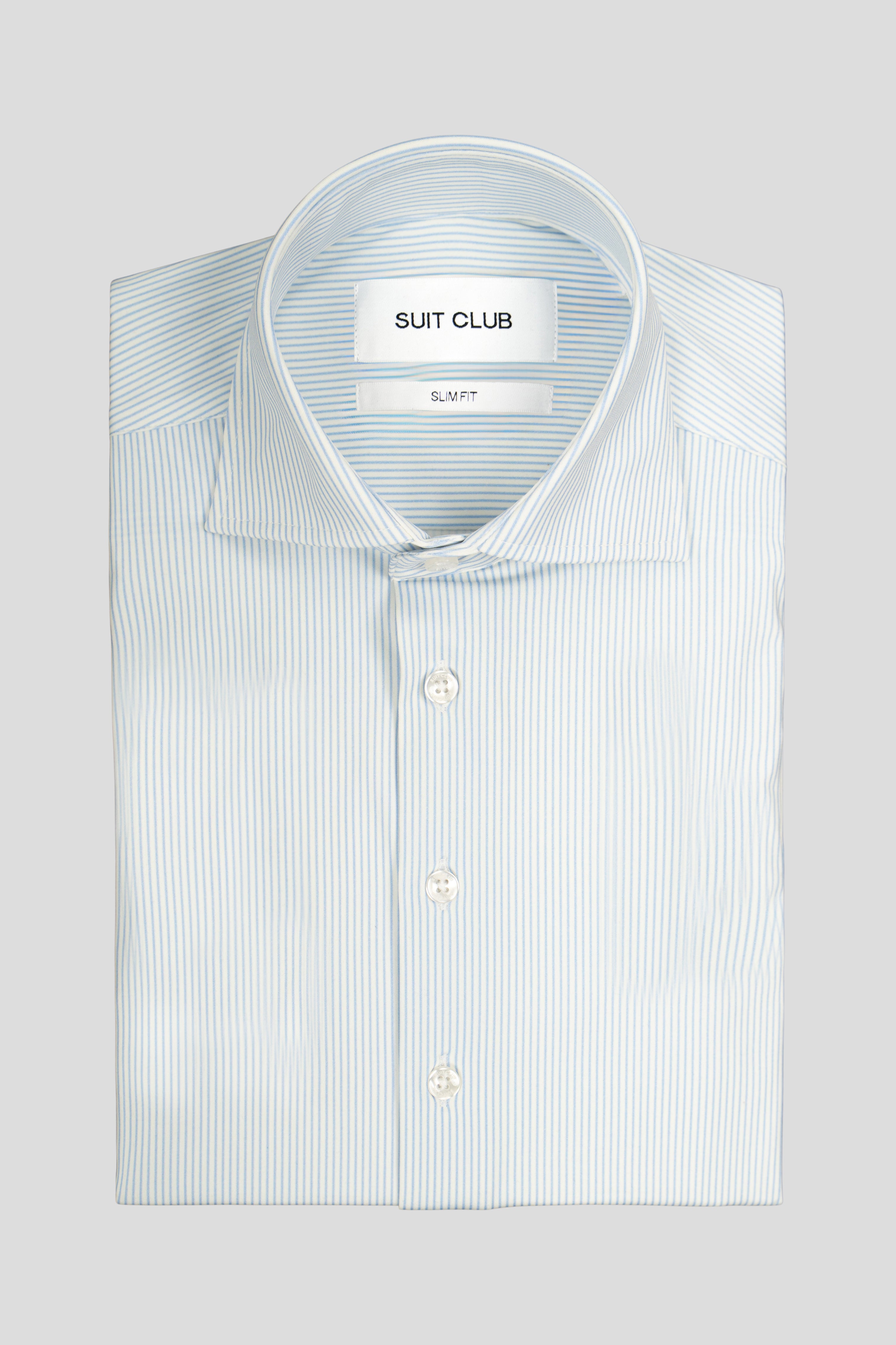 Signatur performance skjorte blå stribet slim Shirtmakers