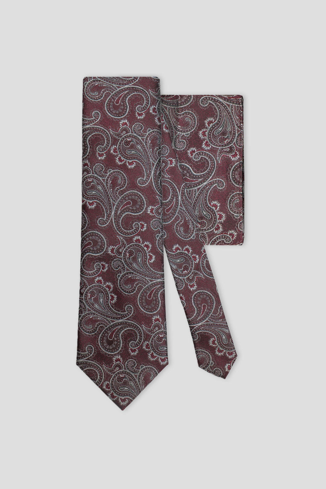 Slips & lommekluds pakke (bordeaux paisley i silke)