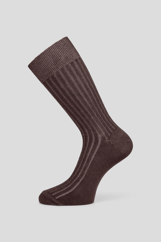 Brun ribbed strømper Lindner