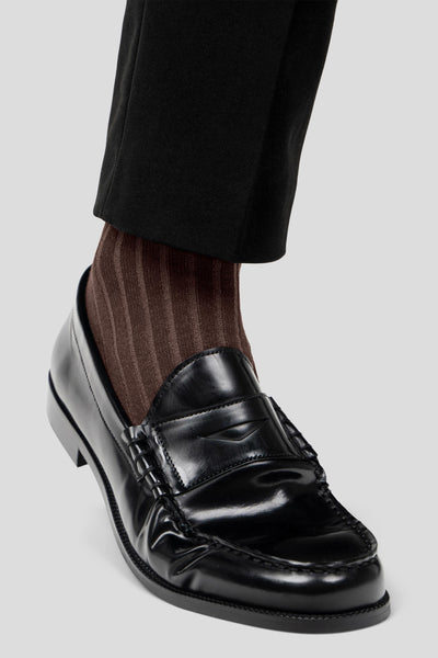 Brun ribbed strømper SUIT CLUB