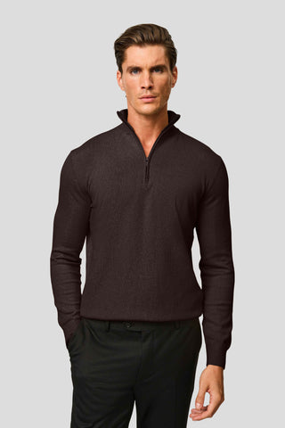 Brun half-zip striktrøje SUIT CLUB
