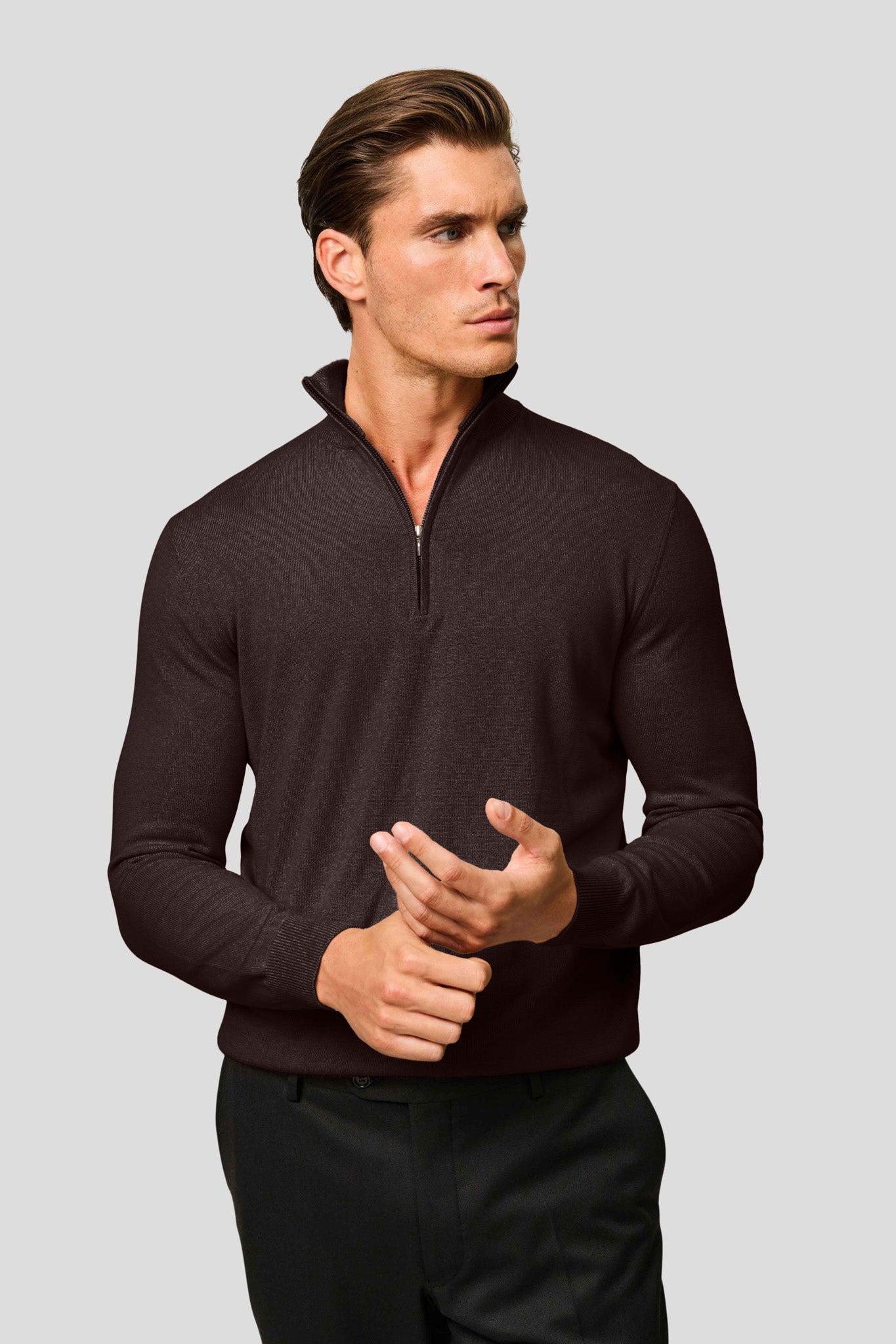 Brun half-zip striktrøje HVIID