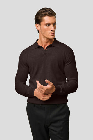 Brun langærmet polo SUIT CLUB