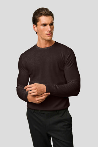 Brun o-neck striktrøje SUIT CLUB