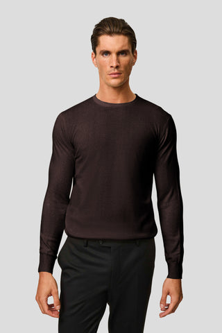 Brun o-neck striktrøje SUIT CLUB