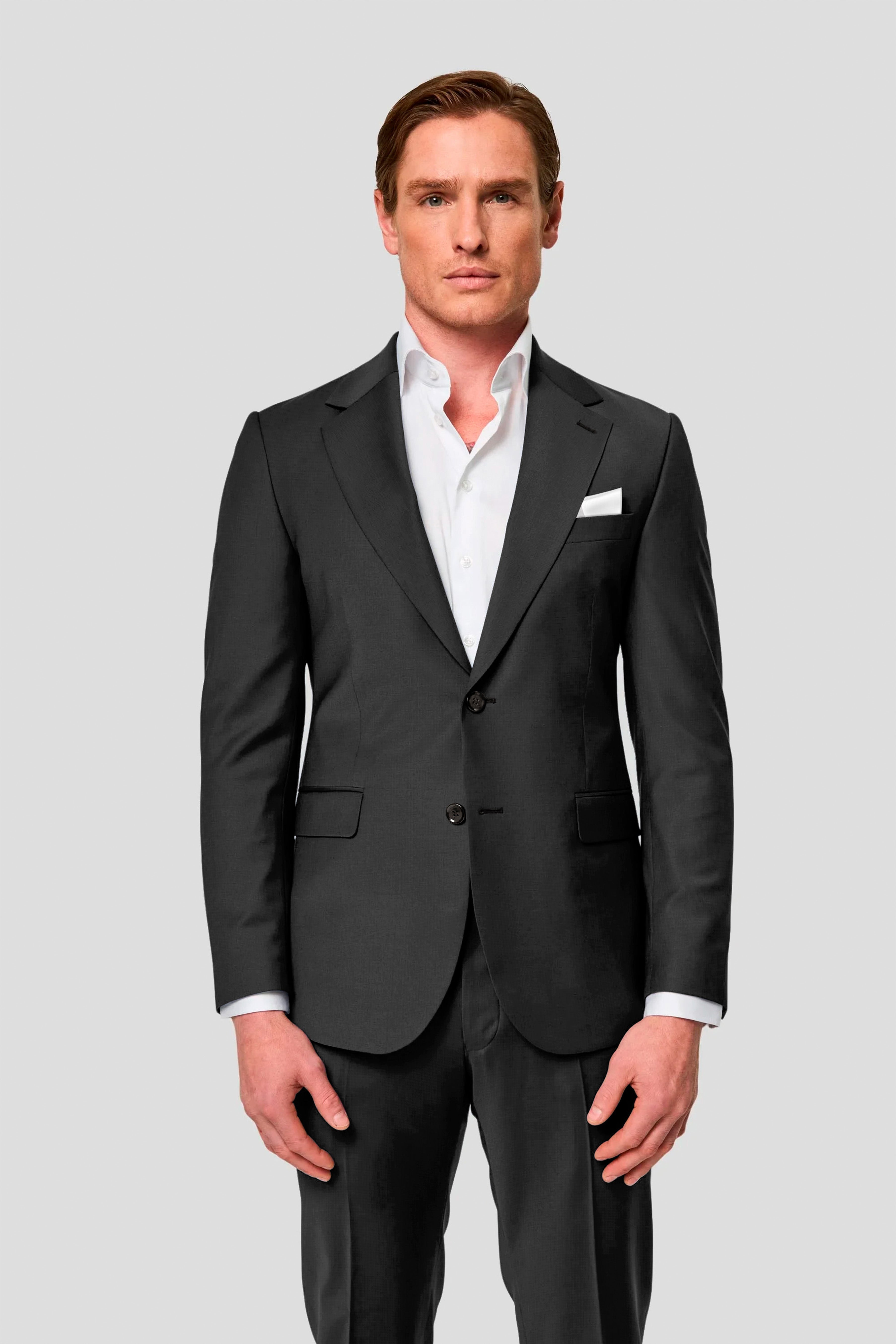 CUSTOM sort uld jakkesæt med sildeben SUIT CLUB