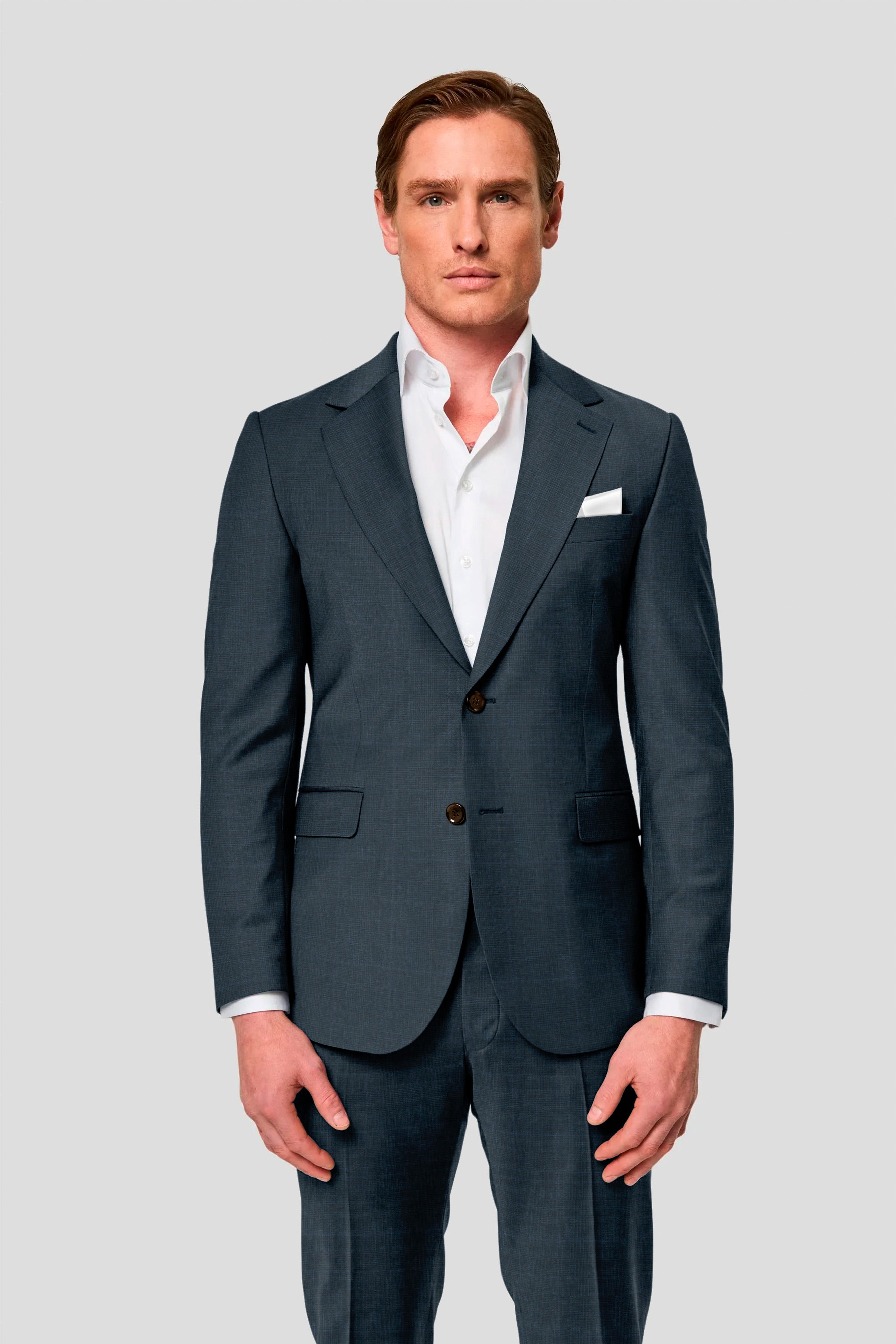 CUSTOM navy uld jakkesæt med tern SUIT CLUB