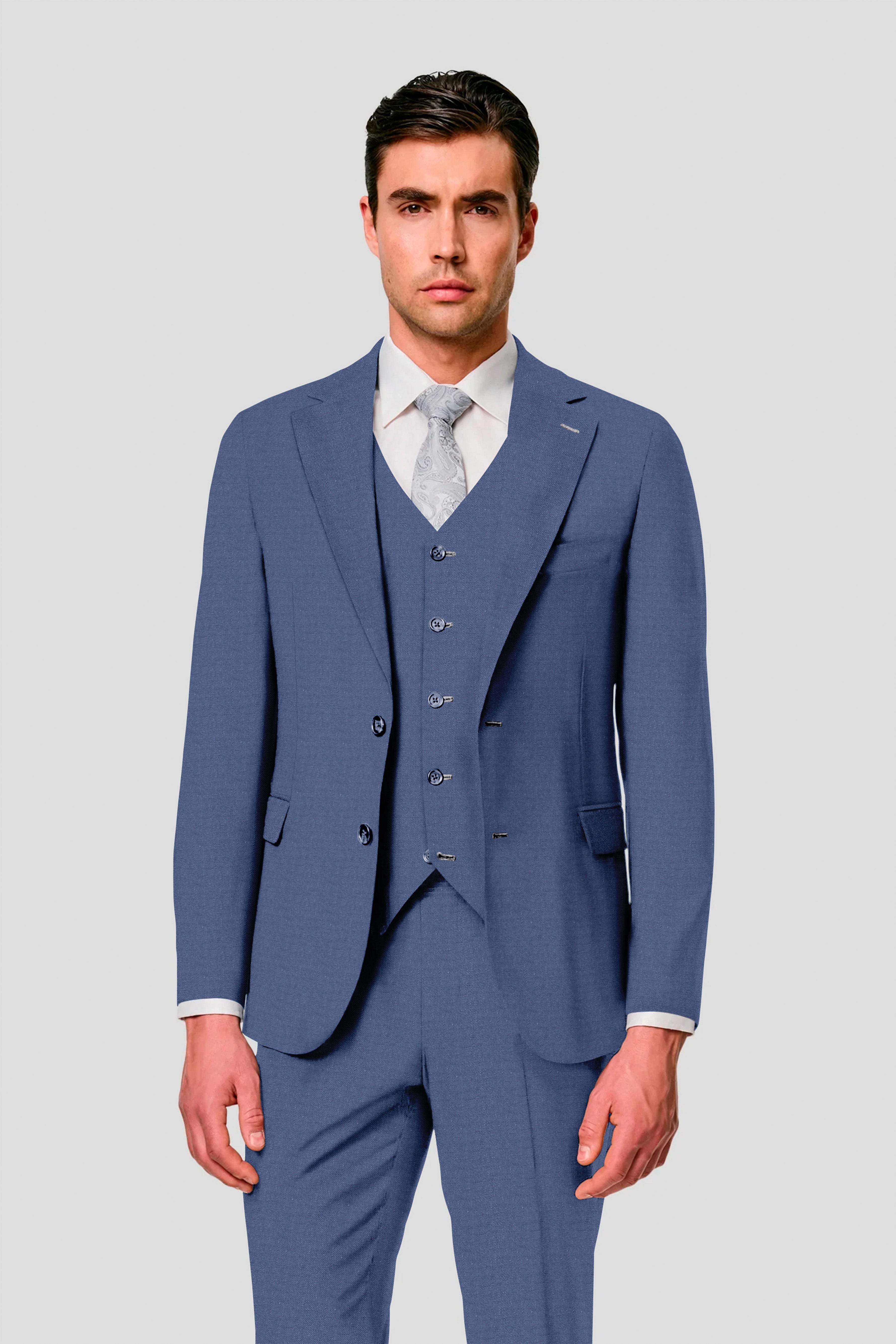 CUSTOM blåt bomuldsjakkesæt SUIT CLUB