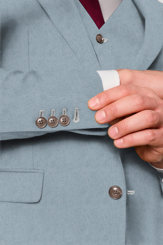 CUSTOM lyseblåt bomuldsjakkesæt SUIT CLUB