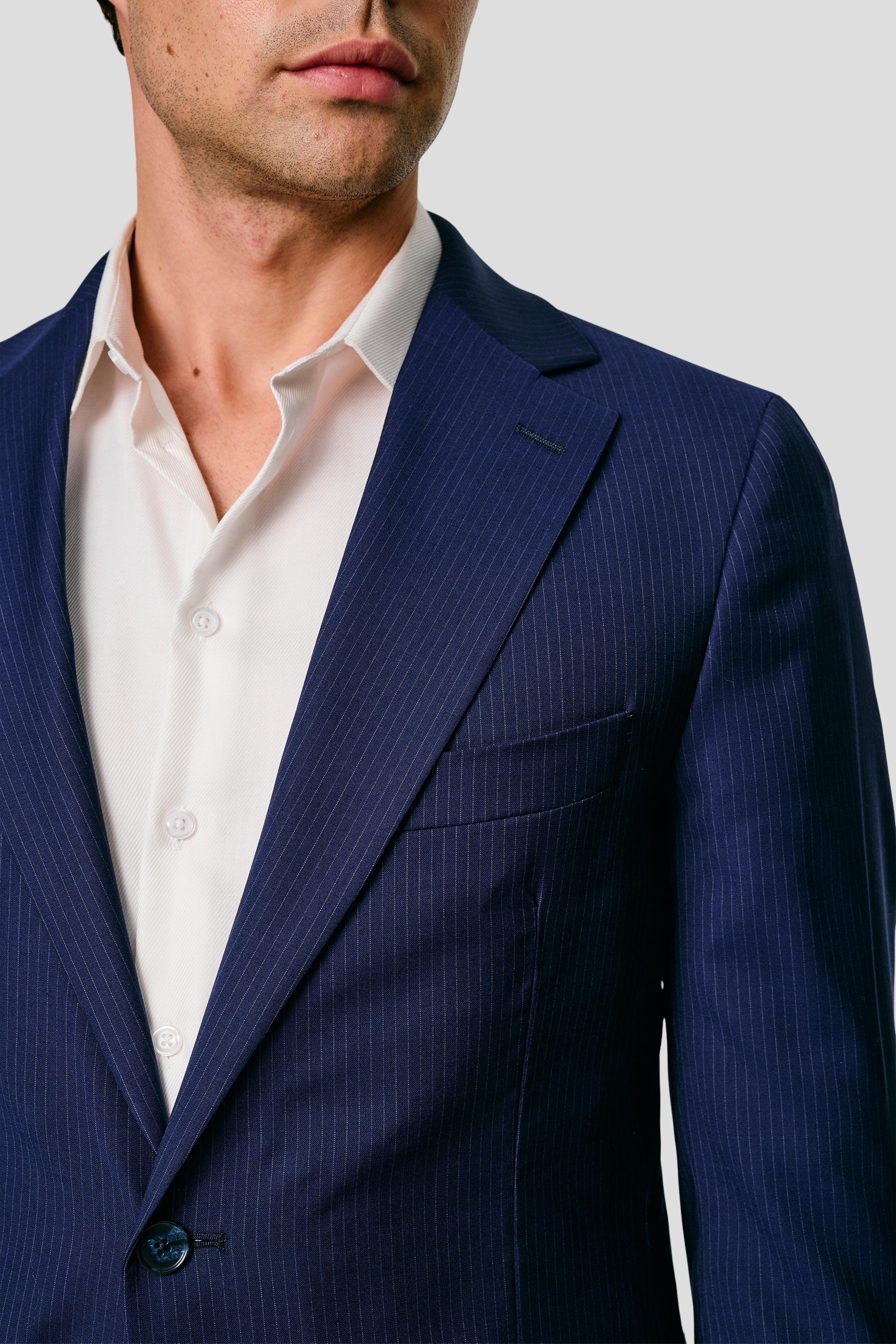 EXCLUSIVE blå blazer med nålestriber MBO