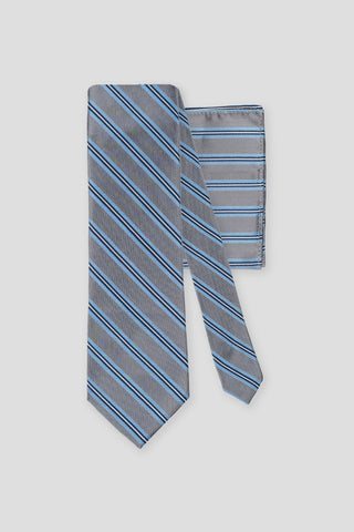 Accessory-pack (Grå & blå stribet i silke) suitclub.dk