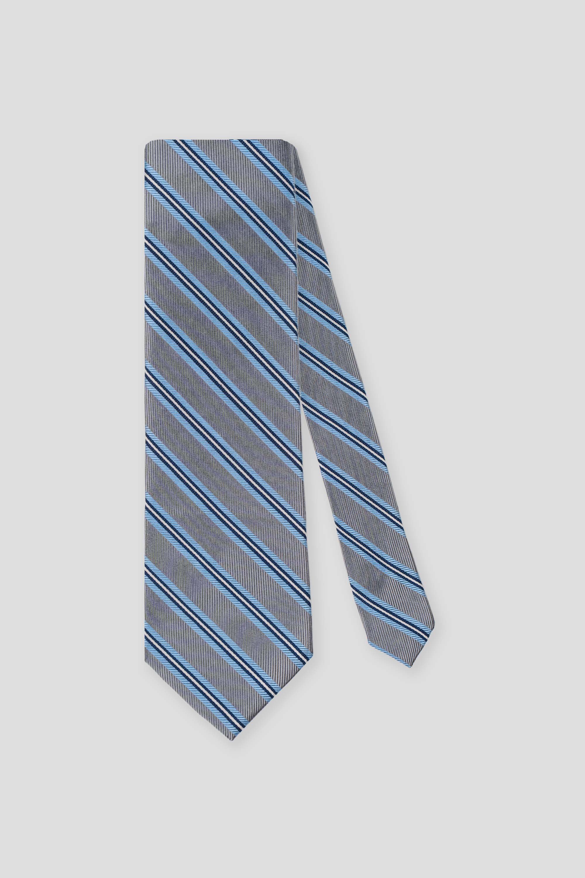 Gråt & blåt stribet silkeslips PVD