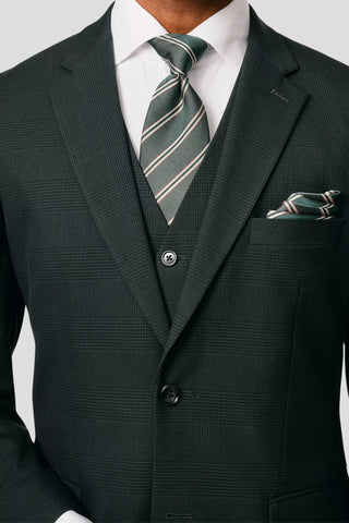 Slips & lommekluds pakke (Mørkegrøn stribet i silke) suitclub.dk