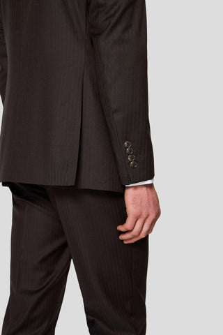 HERITAGE brunt dobbeltradet jakkesæt med sildeben MBO